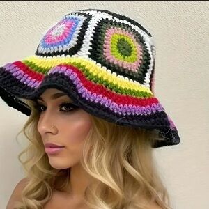 Colorful Granny Square Crochet Bucket Hat